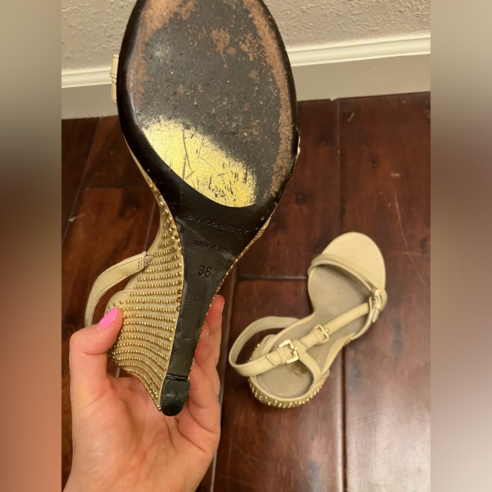 Burberry Nude Gold Rhinestone wedge heels shoes - Picture 11 of 11